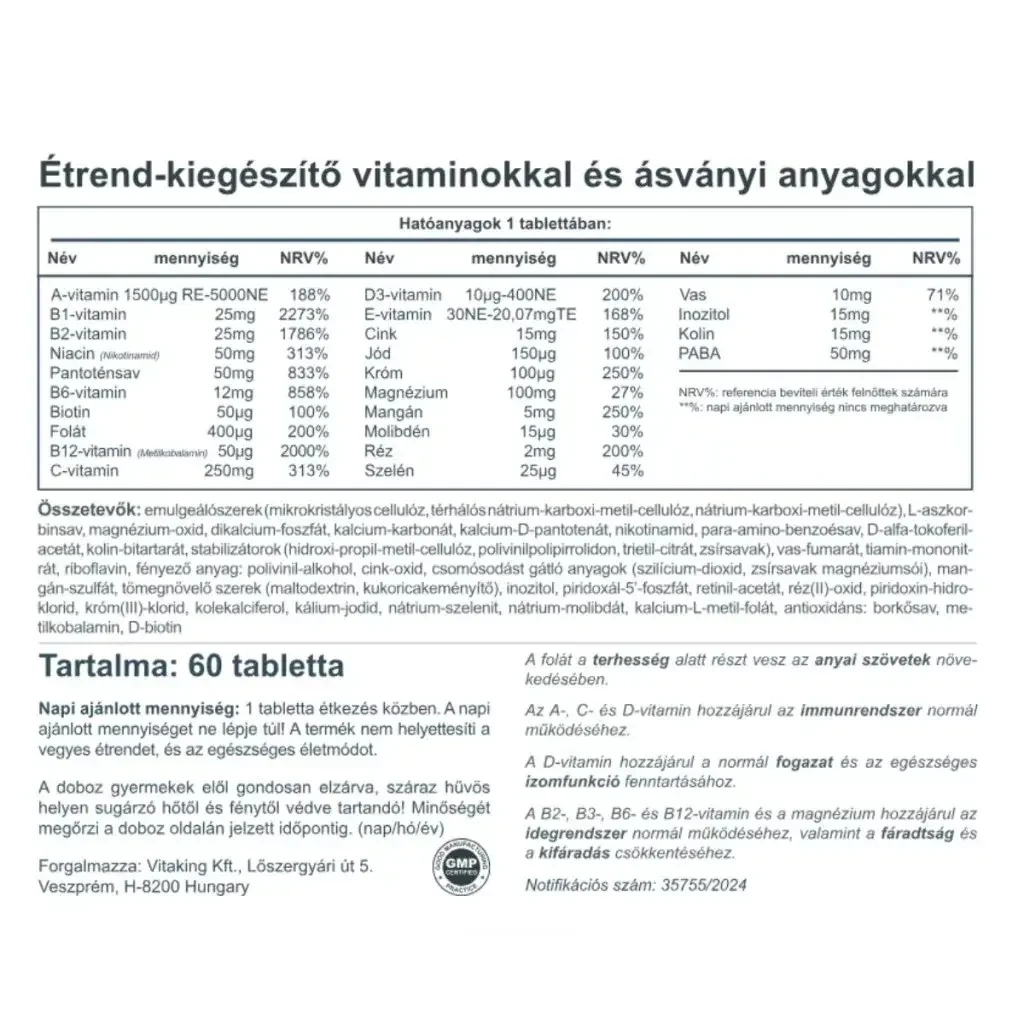 Vitaking 9 Month multivitamin tabletta 60 db