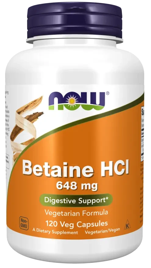 NOW Betaine HCl 648mg 120db vegán kapszula