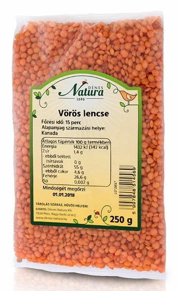 Vörös lencse 250 g (Dénes Natura)