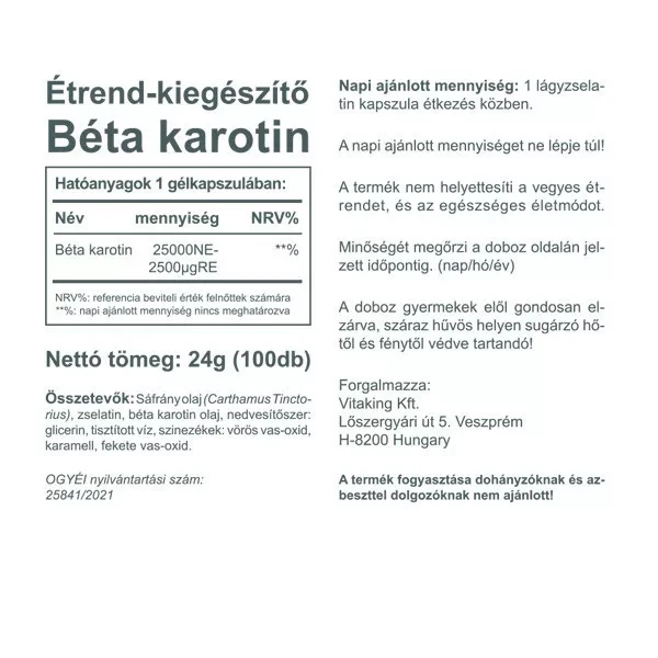 VK Beta-Carotine 100db 15mg
