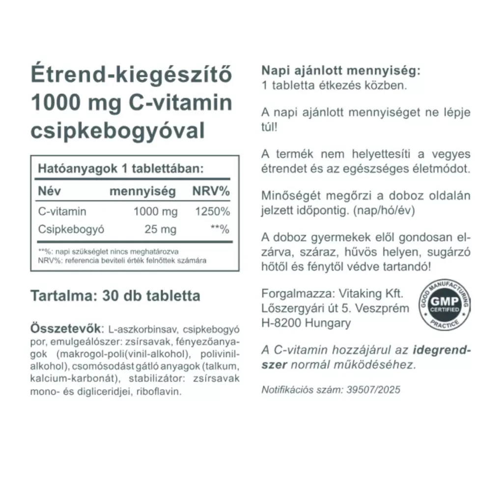 VK C-1000 mg vitamin csipkebogyóval 30 db