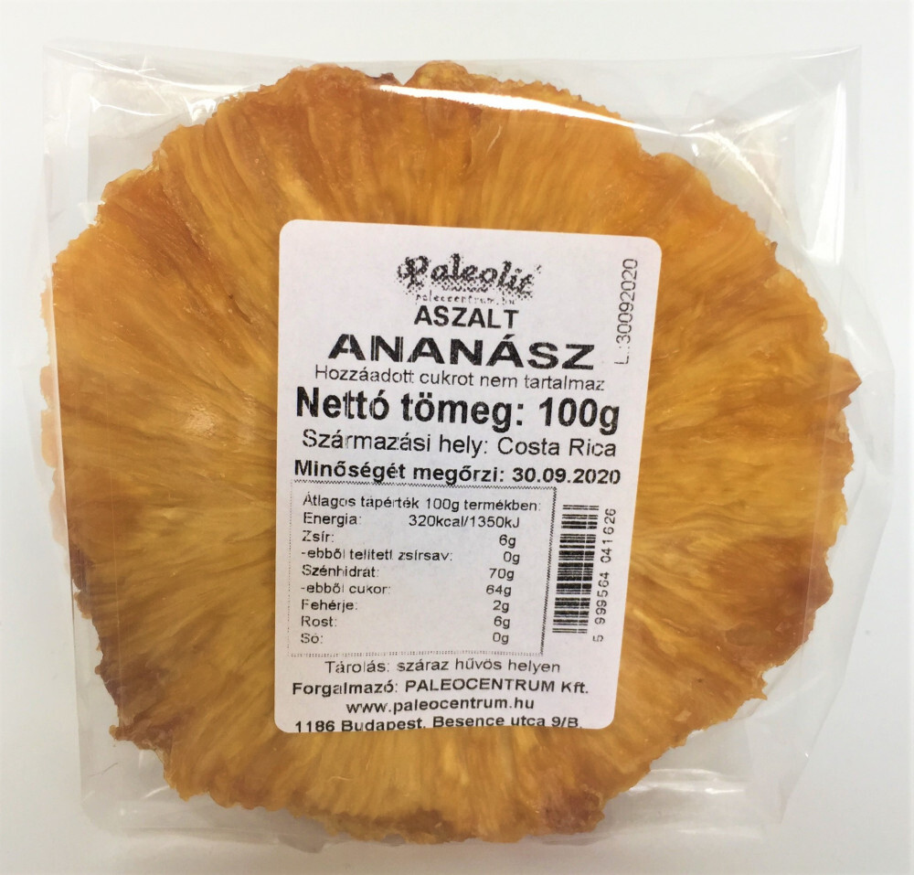Aszalt ananász szelet cukormentes 100g Paleolit