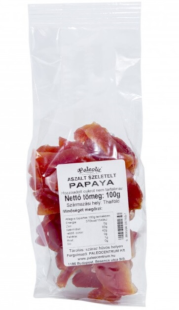 Aszalt papaya szelet cukormentes 100g Paleolit
