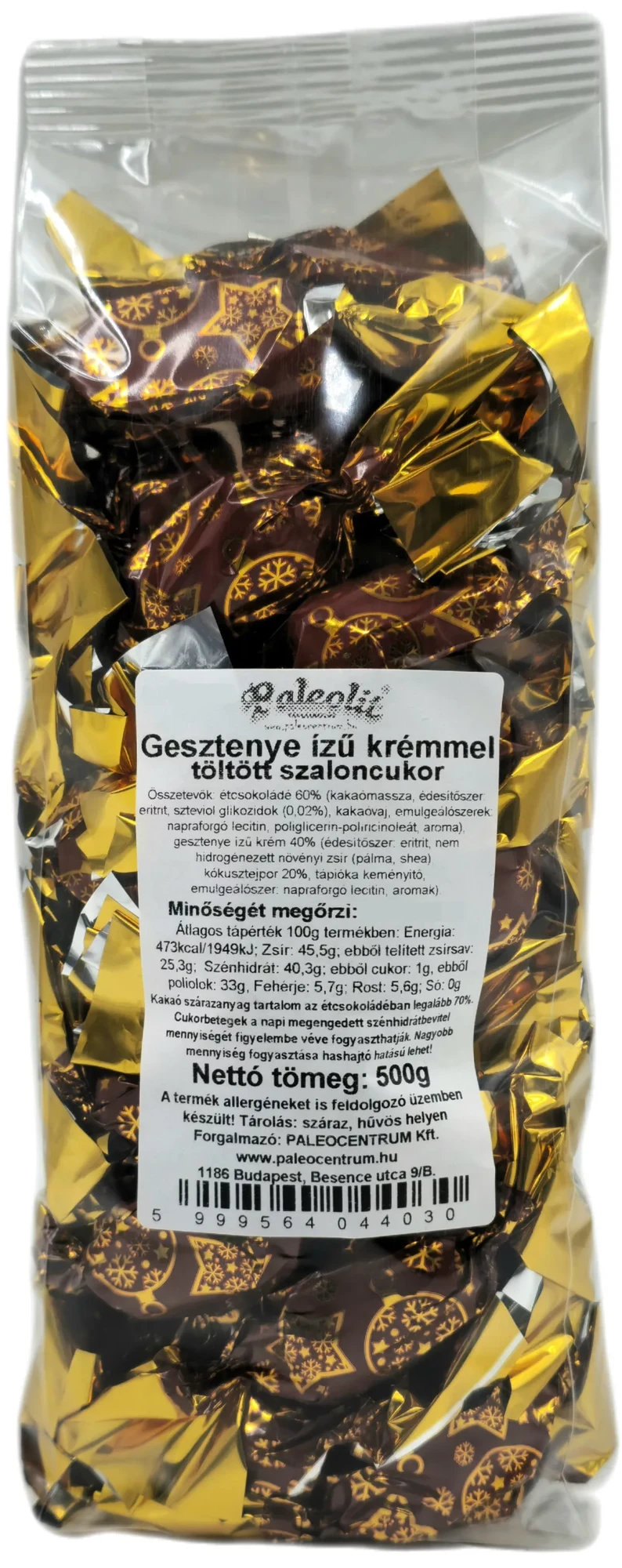Paleolit Gesztenyés krémmel töltött szaloncukor 500g
