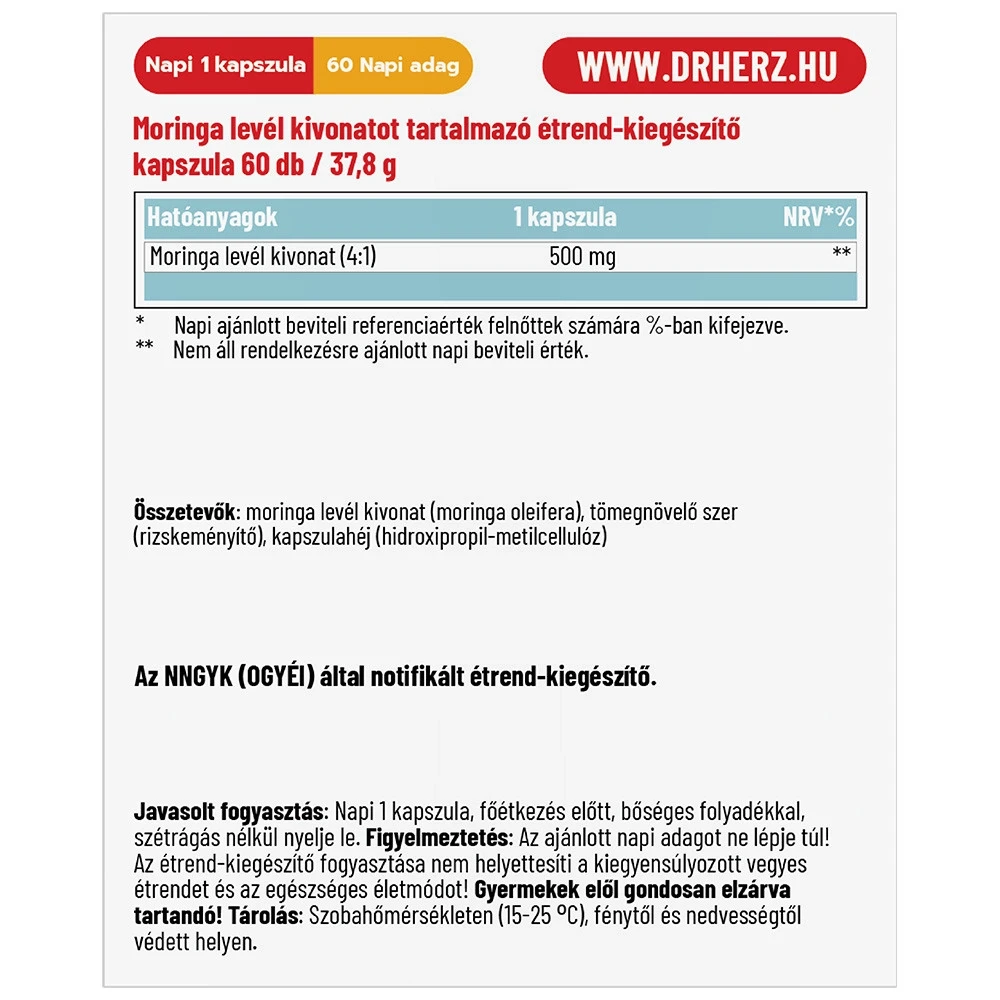 Dr. Herz Moringa 650 mg 60 db kapszula