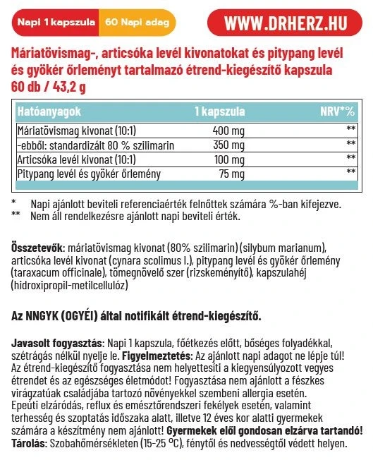 Dr. Herz Máriatövismag Kivonat 400 mg Kapszula 60 db