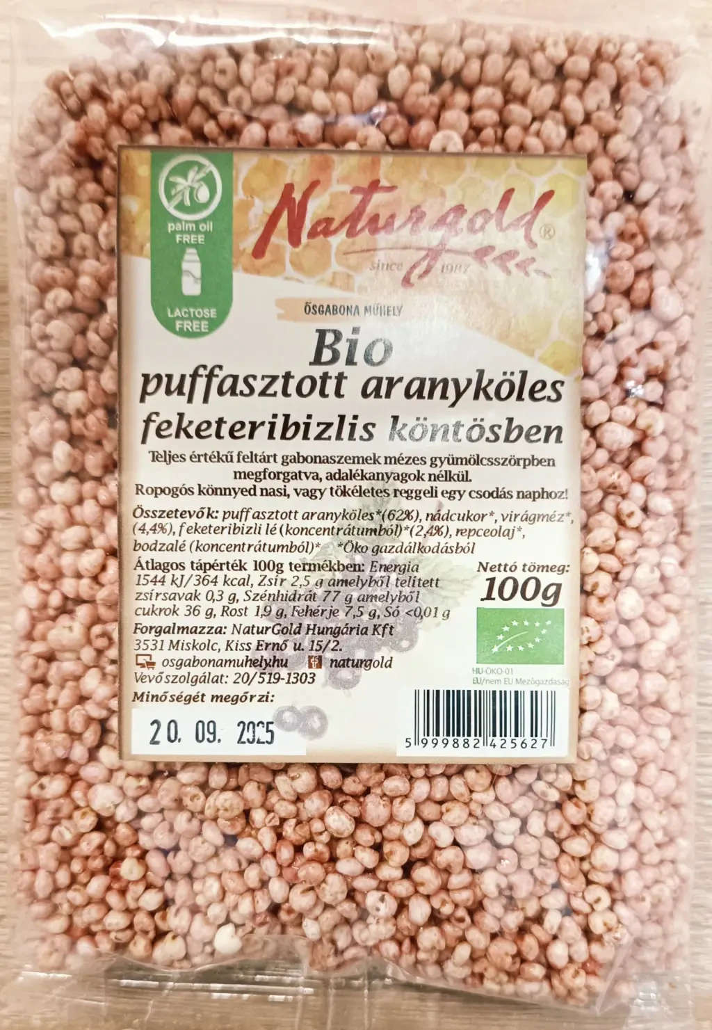 Naturgold Bio Puffasztott Aranyköles Feketeribizlis 100 g