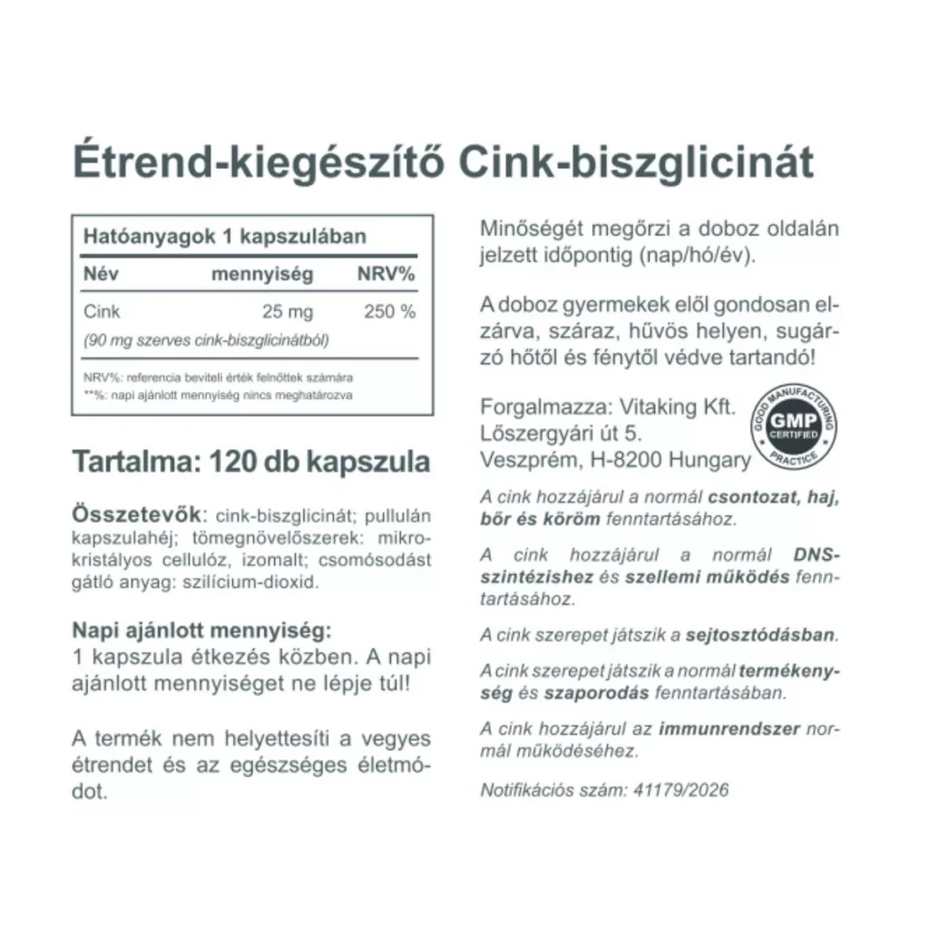 VK Cink biszglicinát 120db