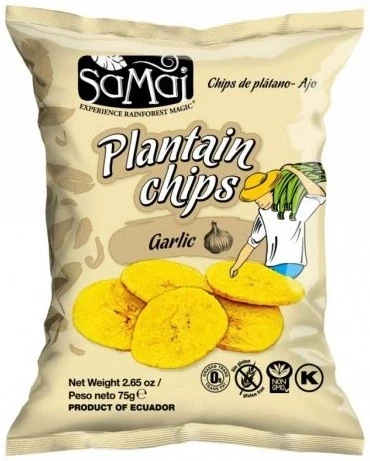 Plantain (főzőbanán) chips fokhagymás 75g SAMAI