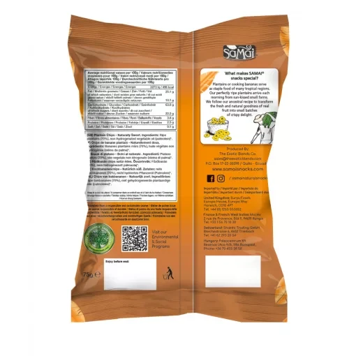 Plantain (főzőbanán) chips natúr édes 75g SAMAI