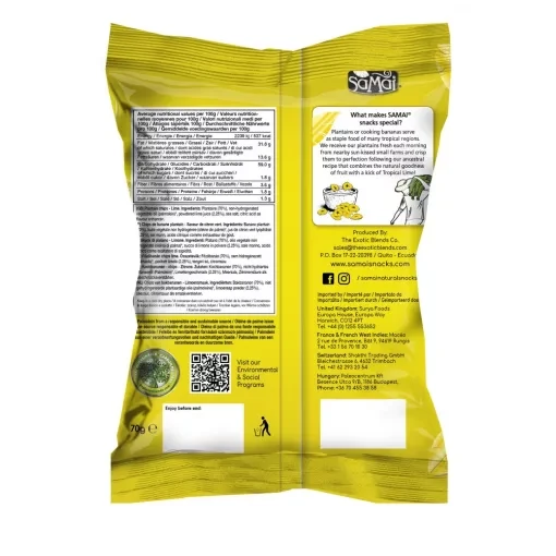Plantain (főzőbanán) chips lime 70g SAMAI