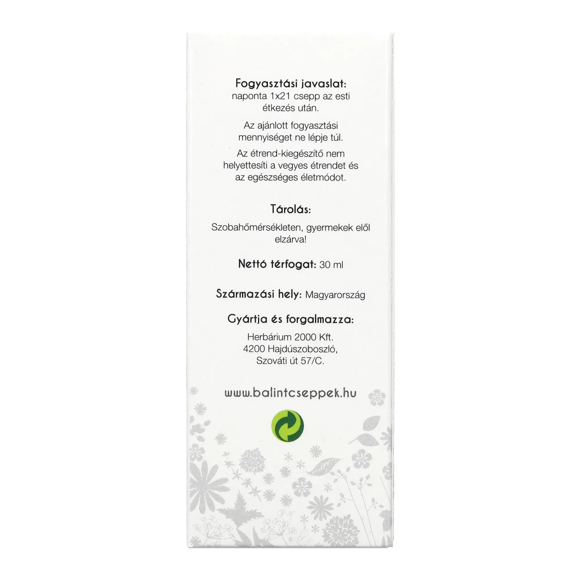 Bálint Feketeretek csepp 30ml