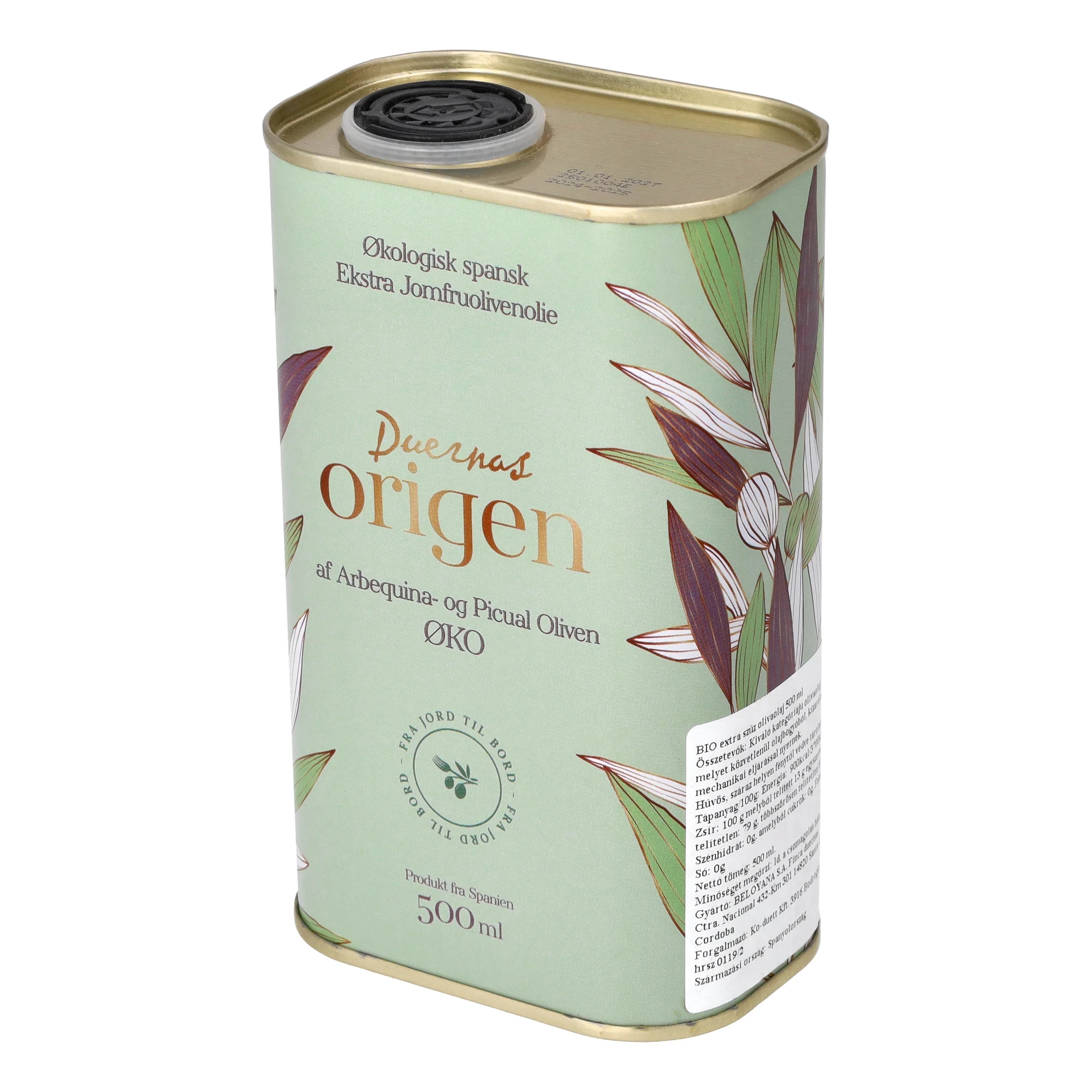 Duernas Origen Lata (Arbequina és Picual) BIO– Extraszűz olívaolaj 500ml fémdobozban