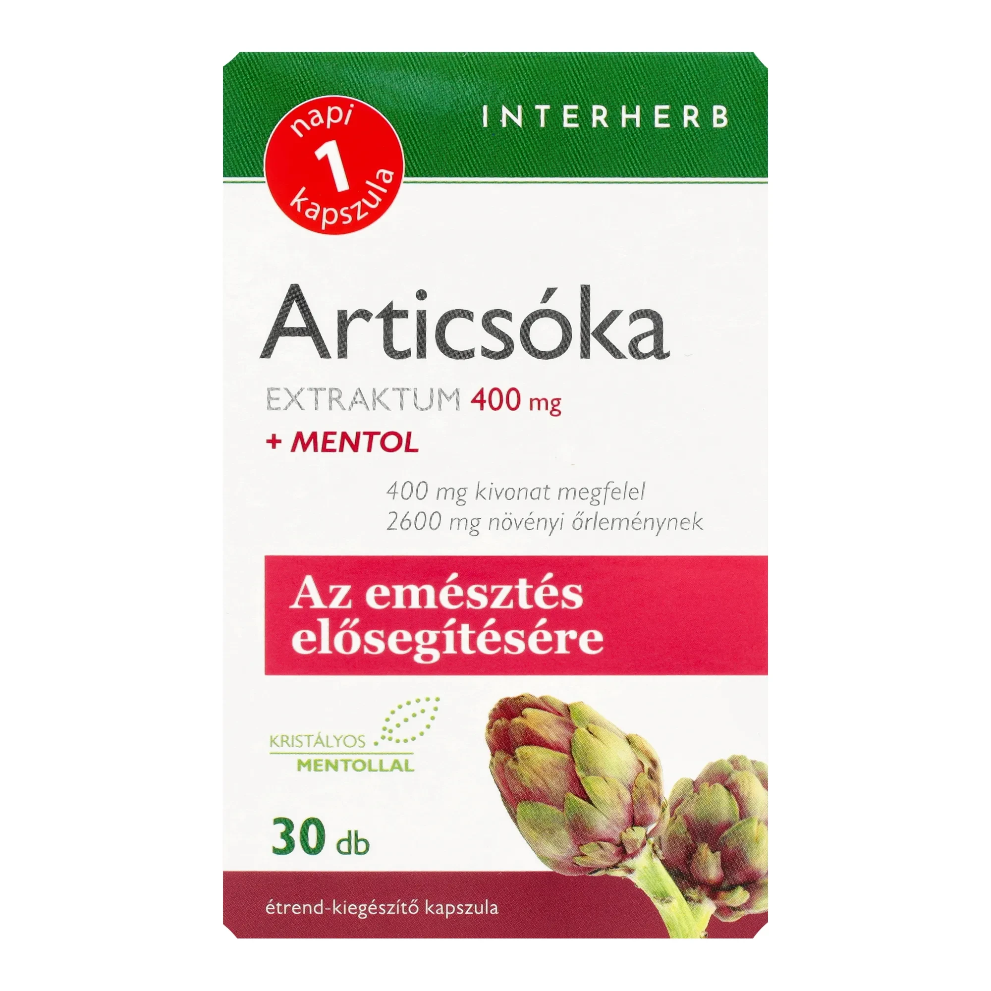 Interherb NAPI1 Articsóka Extraktum + Mentol 400mg 30db