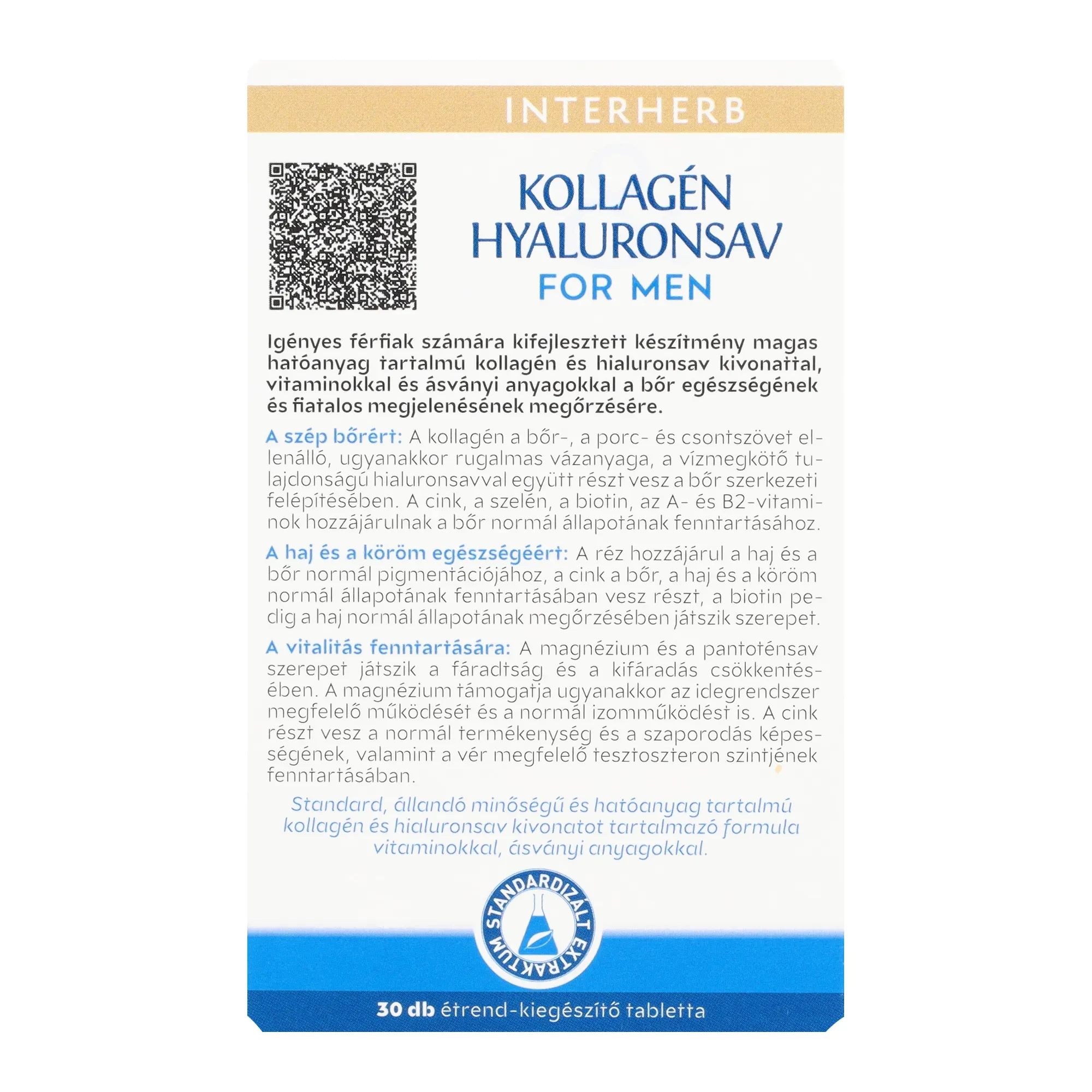 Interherb VITAL Kollagén&Hyaluronsav Man 30 db kapszula