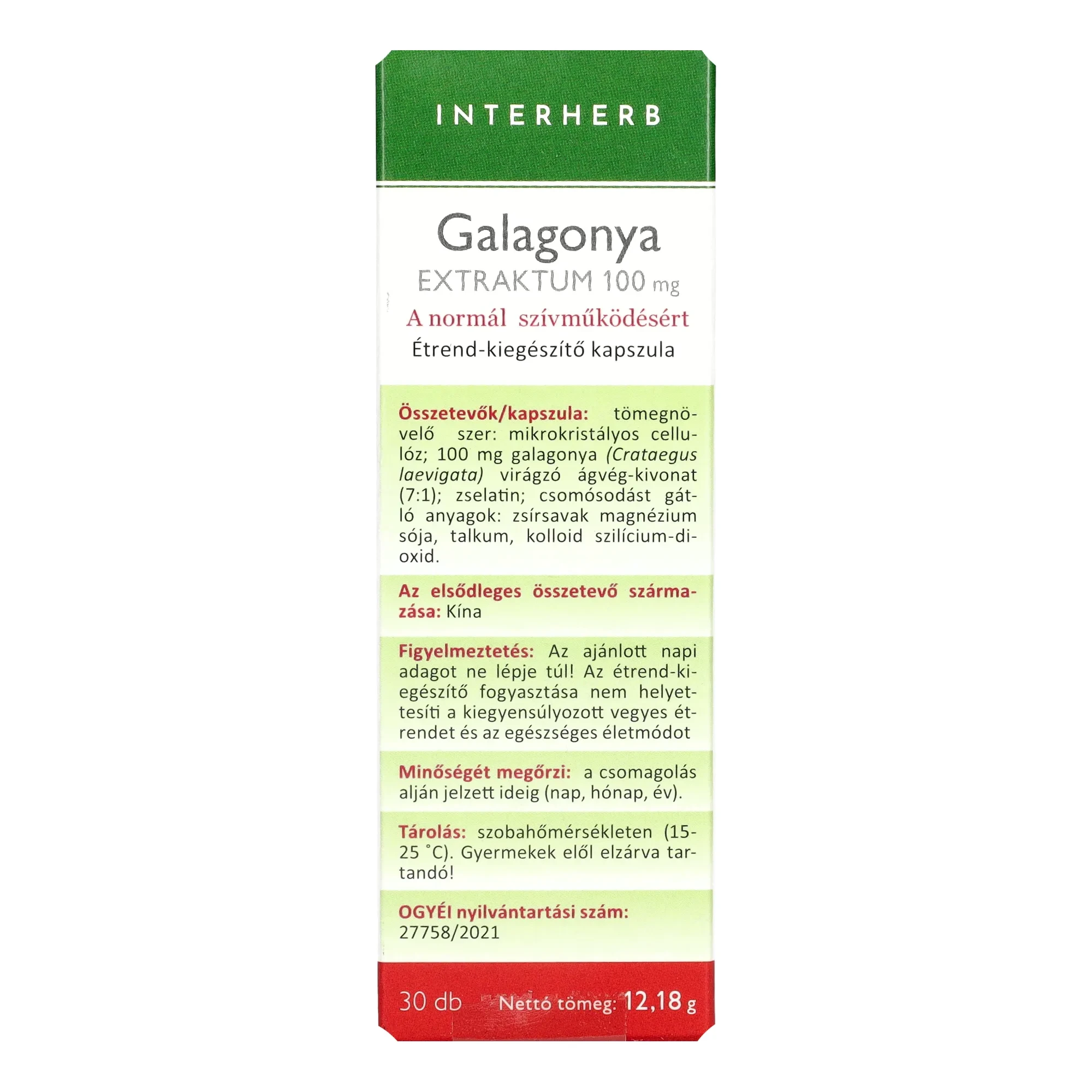 Interherb NAPI1 Galagonya Extraktum 30 db