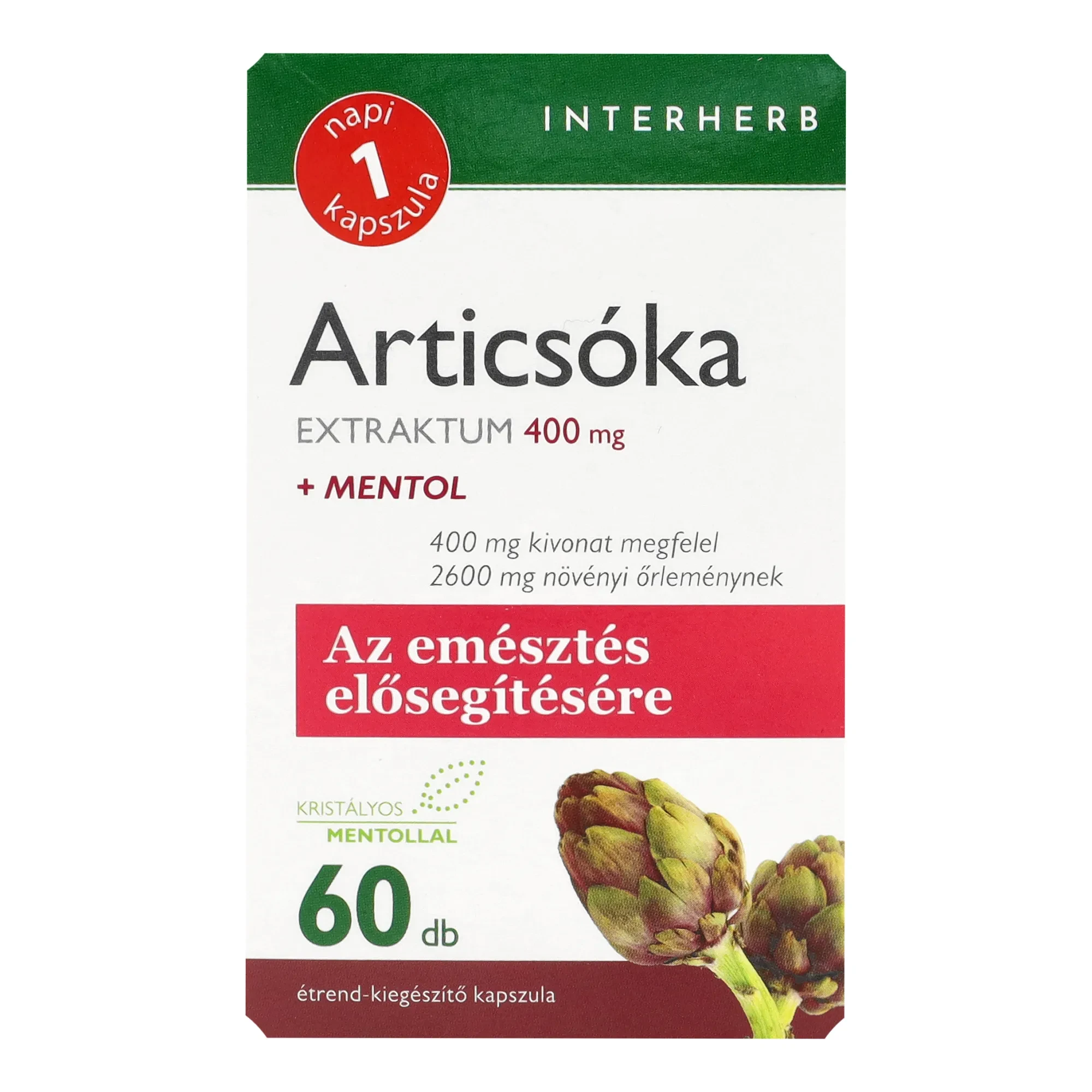 Interherb NAPI1 Articsóka Extraktum + Mentol 400mg 60db