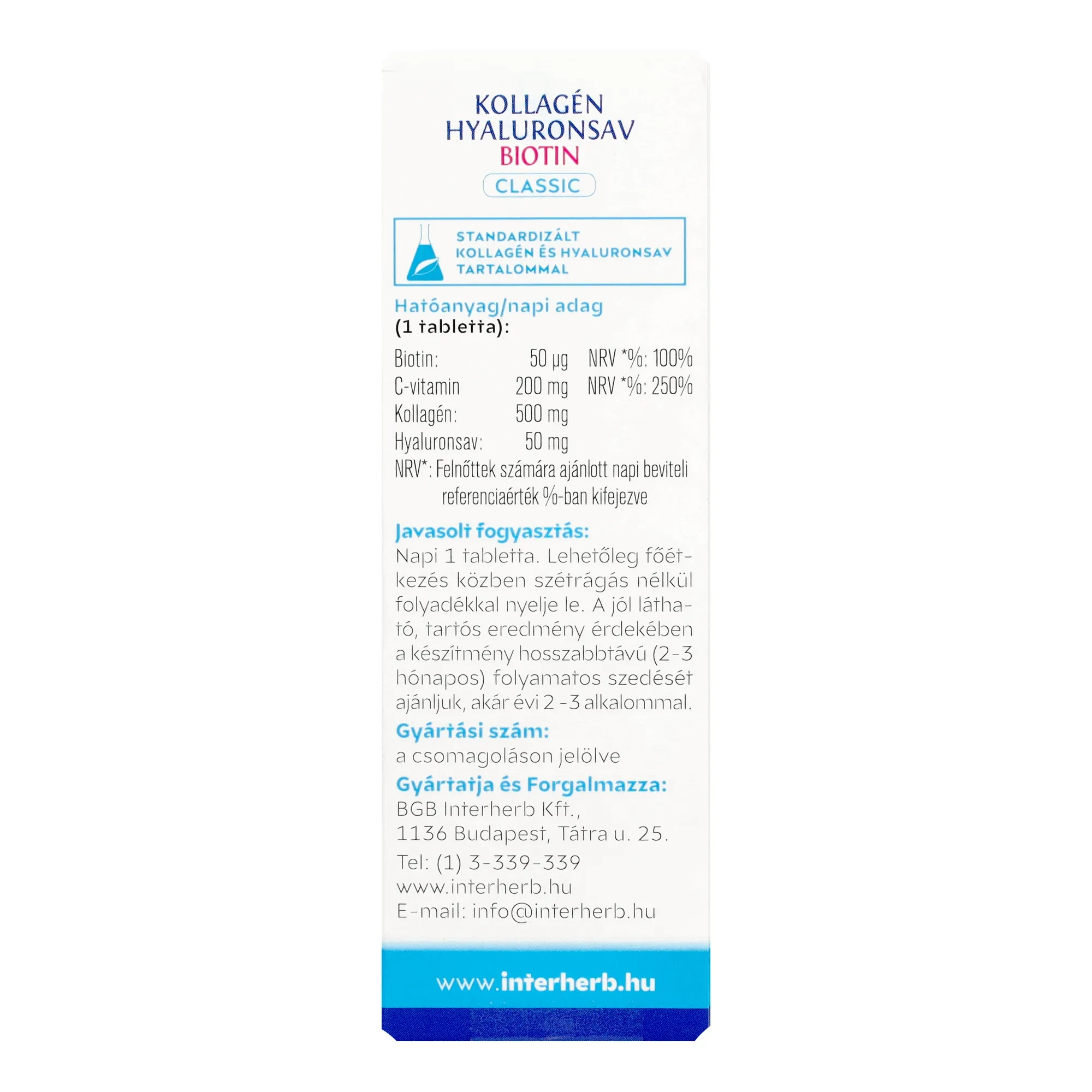 Interherb VITAL Kollagén & Hyaluronsav Szépségformula Classic kapszula 30db