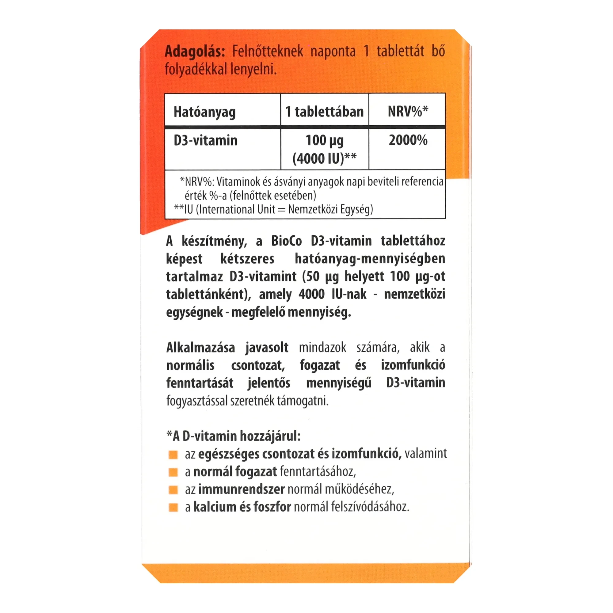 BioCo D vitamin Forte Megapack 100db 4000IU