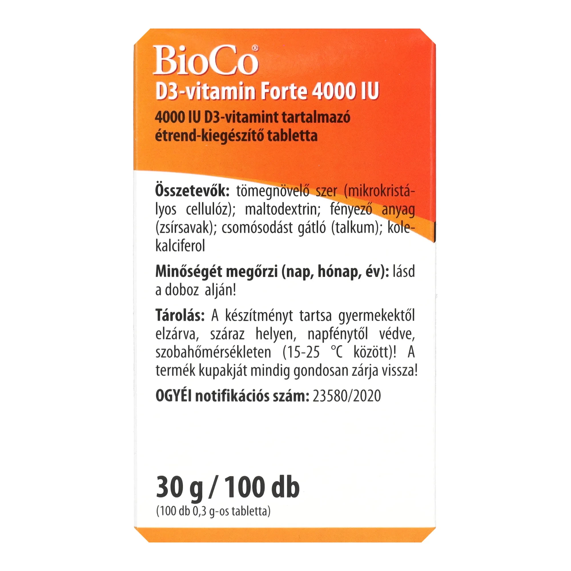 BioCo D vitamin Forte Megapack 100db 4000IU