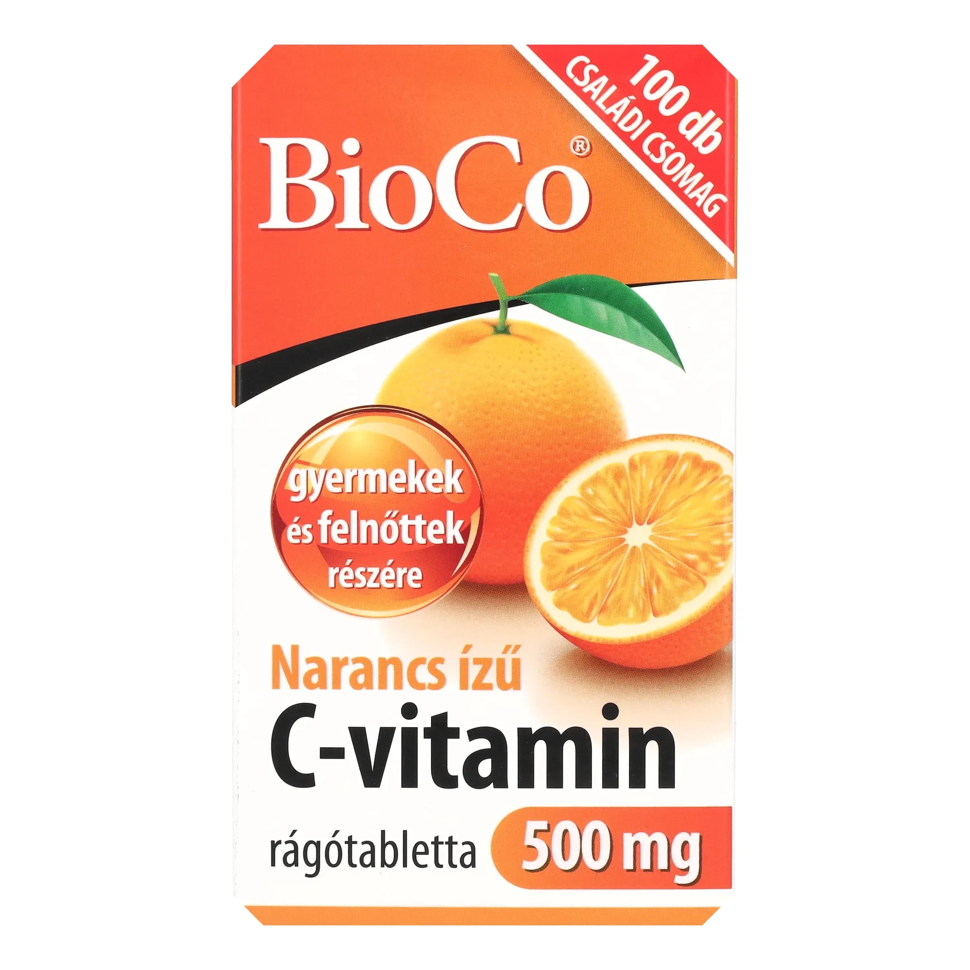 BioCo Narancs ízű C-vitamin 500 mg rágótabletta 100db