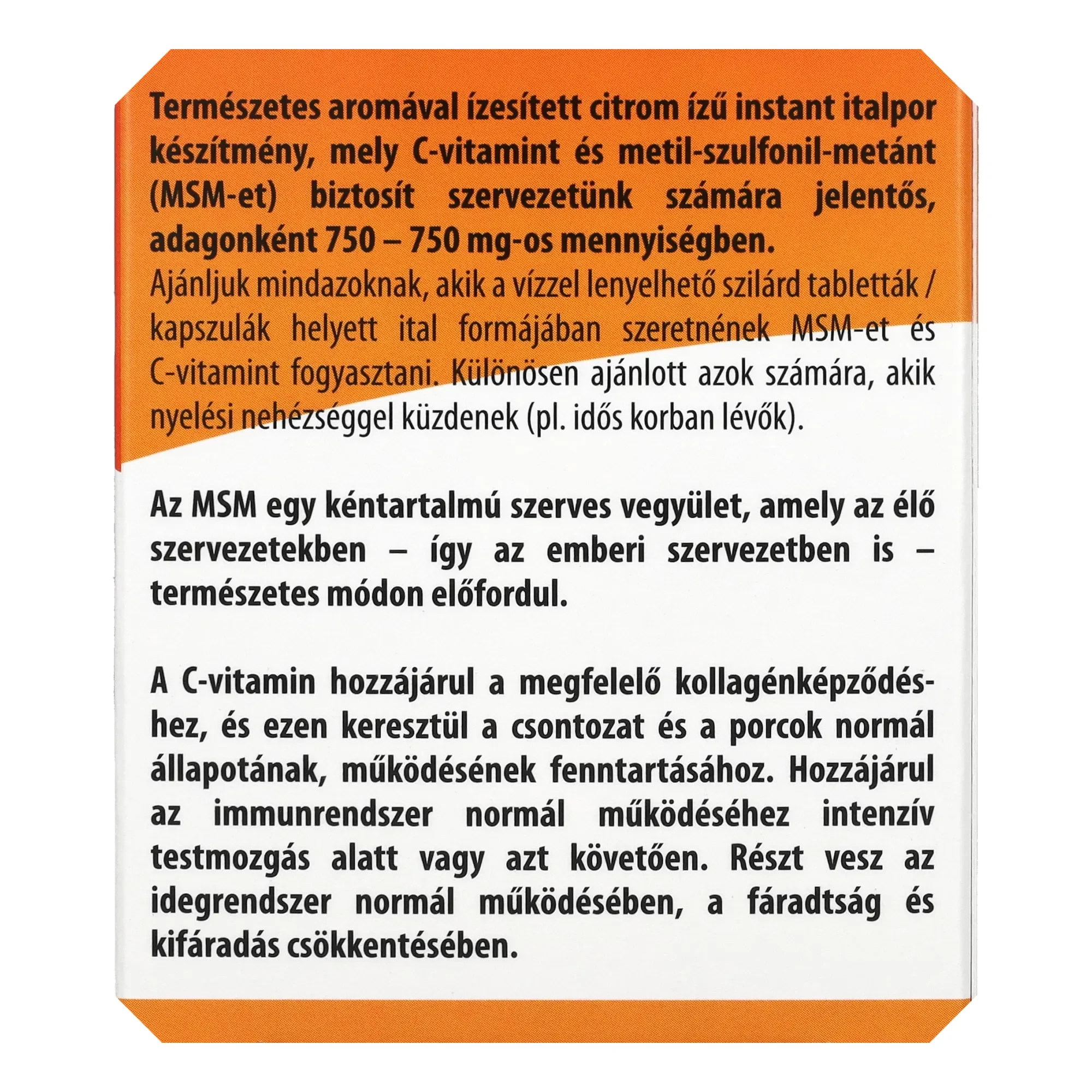 BioCo MSM+C-vitamin 750 mg + 750 mg  italpor 75 adag