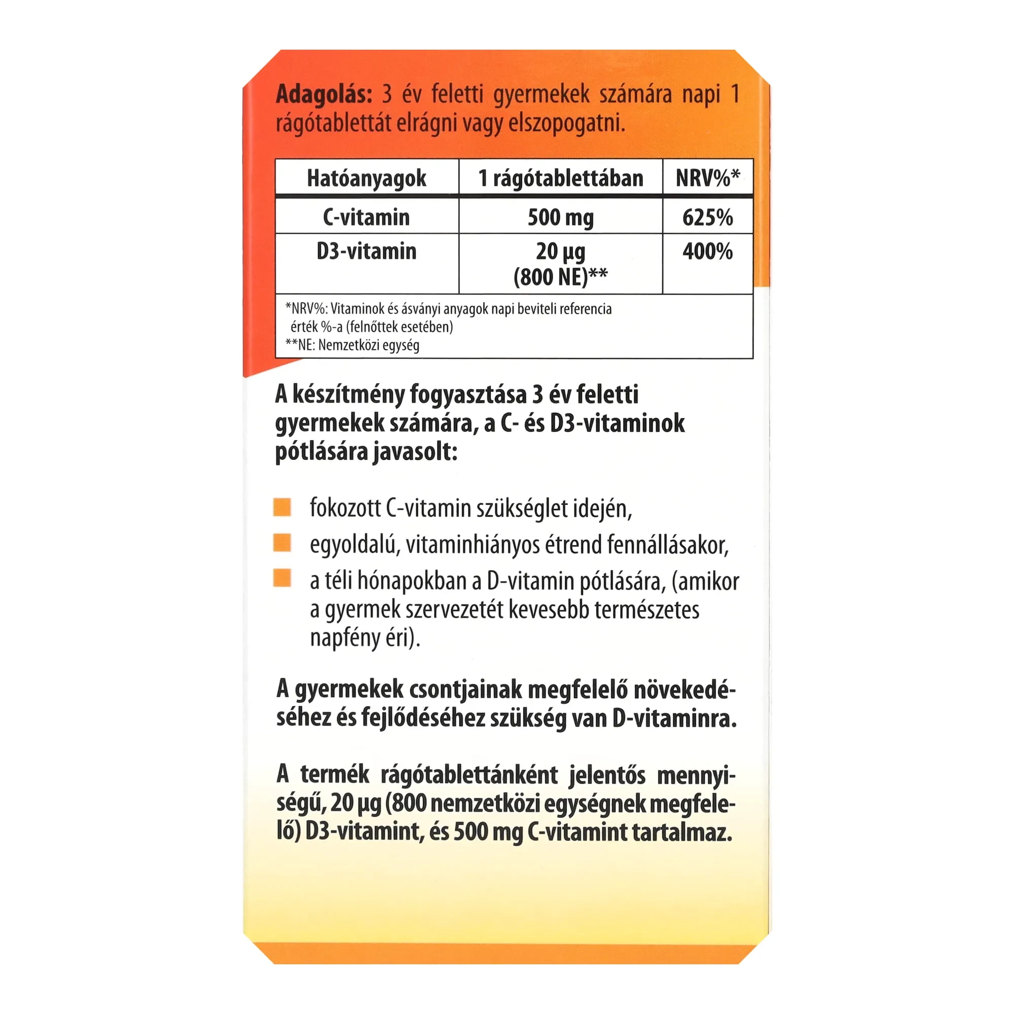 BioCo JUNIOR C+D duo családi csomag rágótabletta 100db