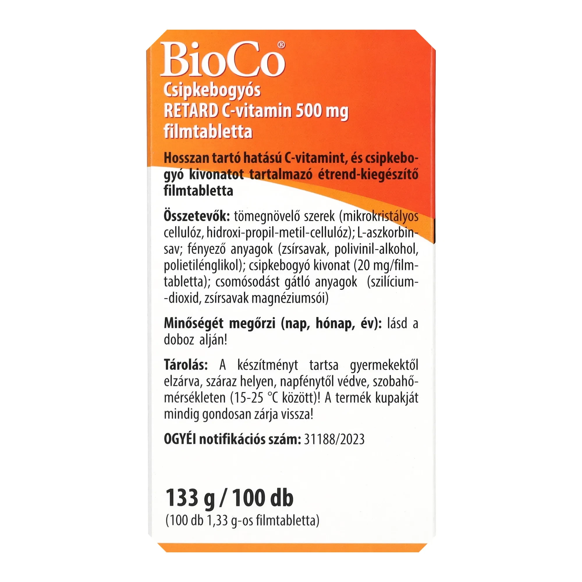 BioCo Retard C-500 csipkebogyós 100db