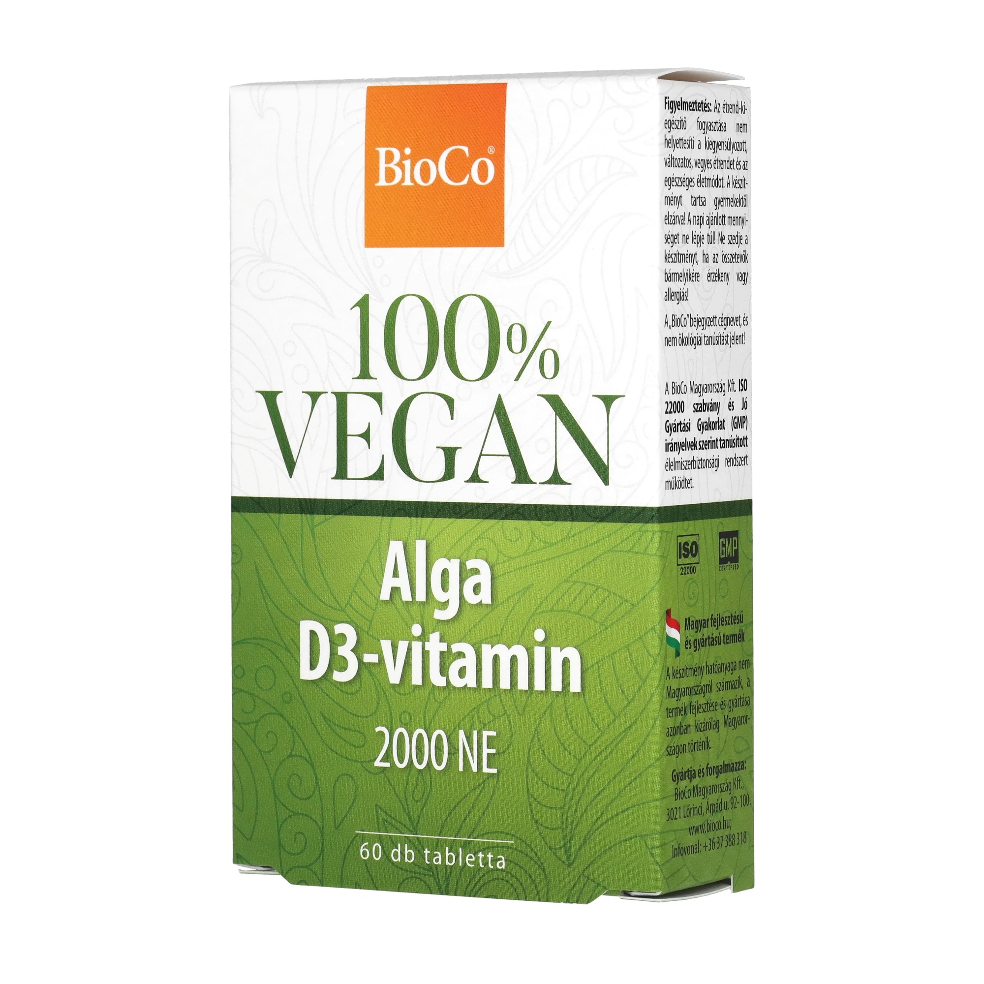 BioCo 100% VEGAN Alga D3 vitamin 2000 NE 60db