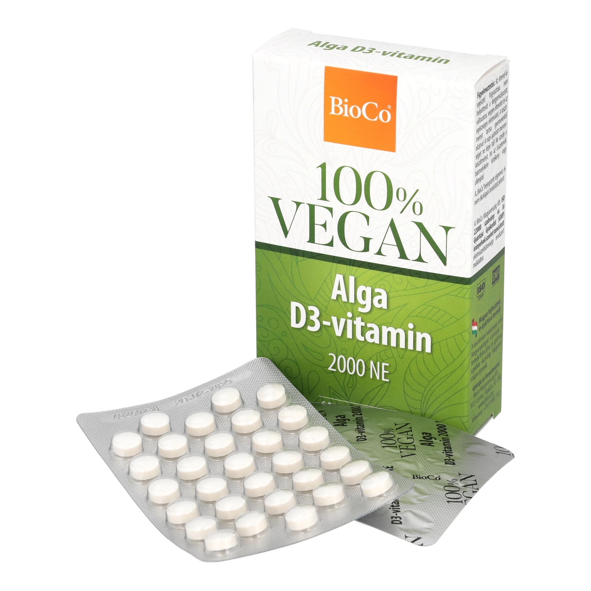 BioCo 100% VEGAN Alga D3 vitamin 2000 NE 60db