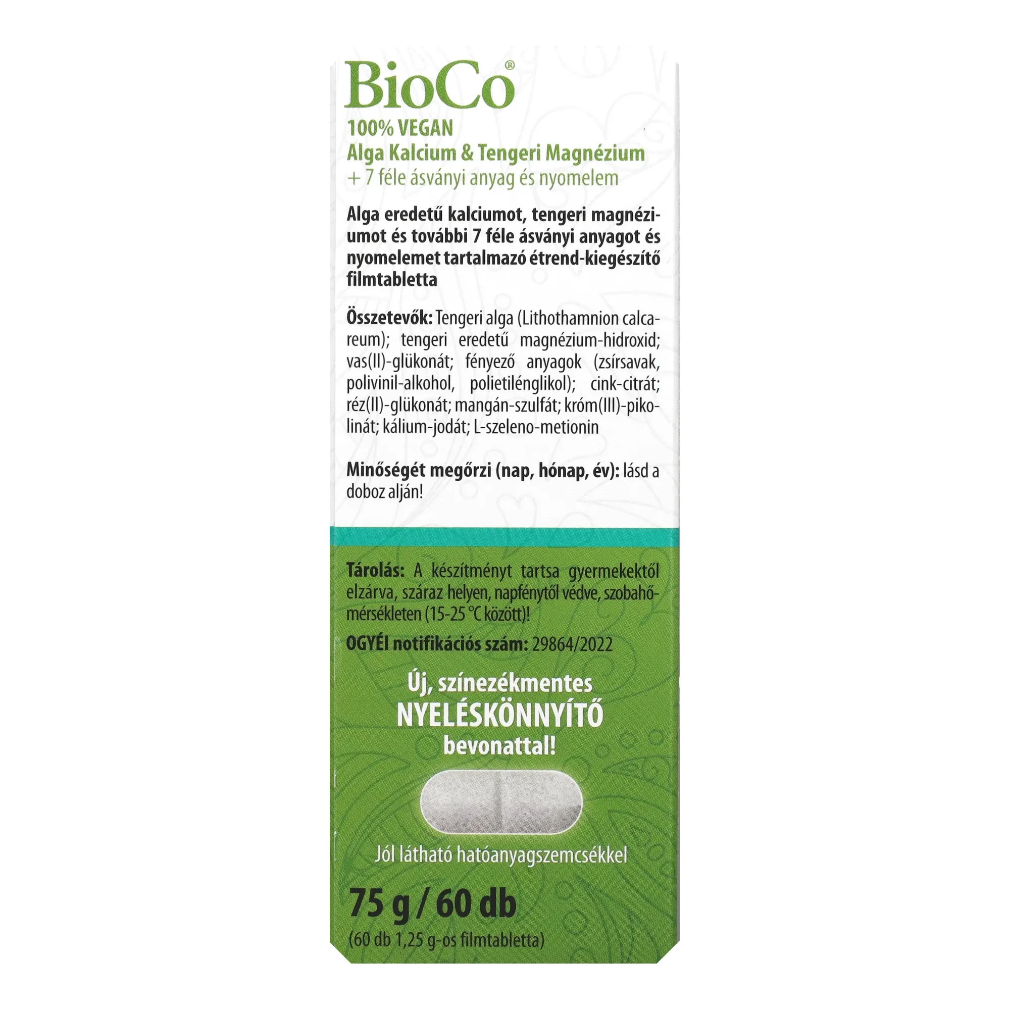 BioCo 100% VEGAN Alga Kalcium & Tengeri magnézium 60db