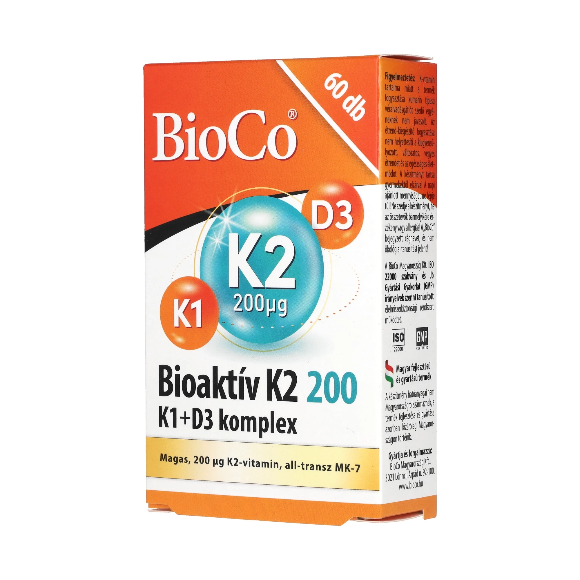 BioCo Bioaktív K2 200 K1+D3 komplex 60db