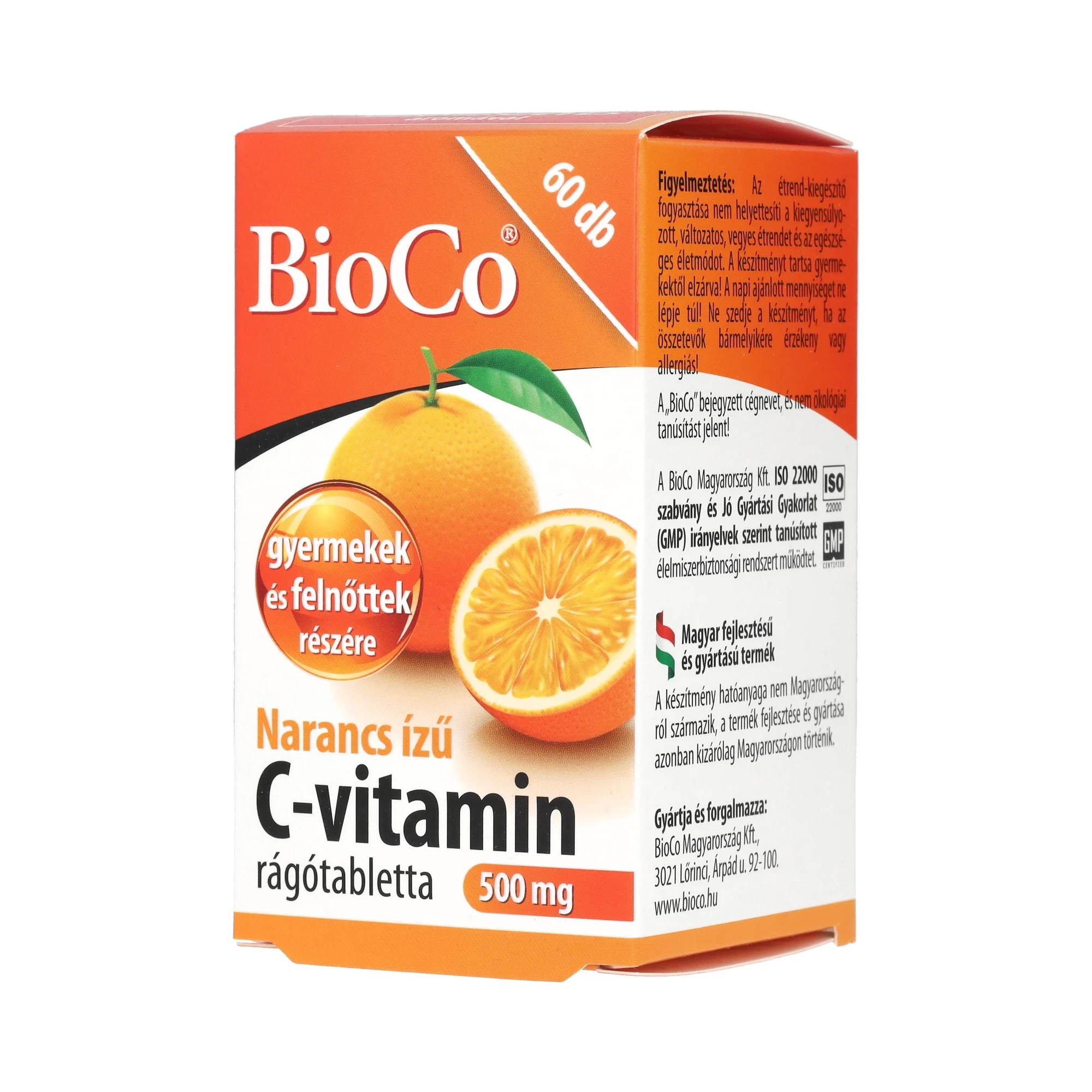BioCo Narancs ízű C vitamin 500mg rágótableta 60db