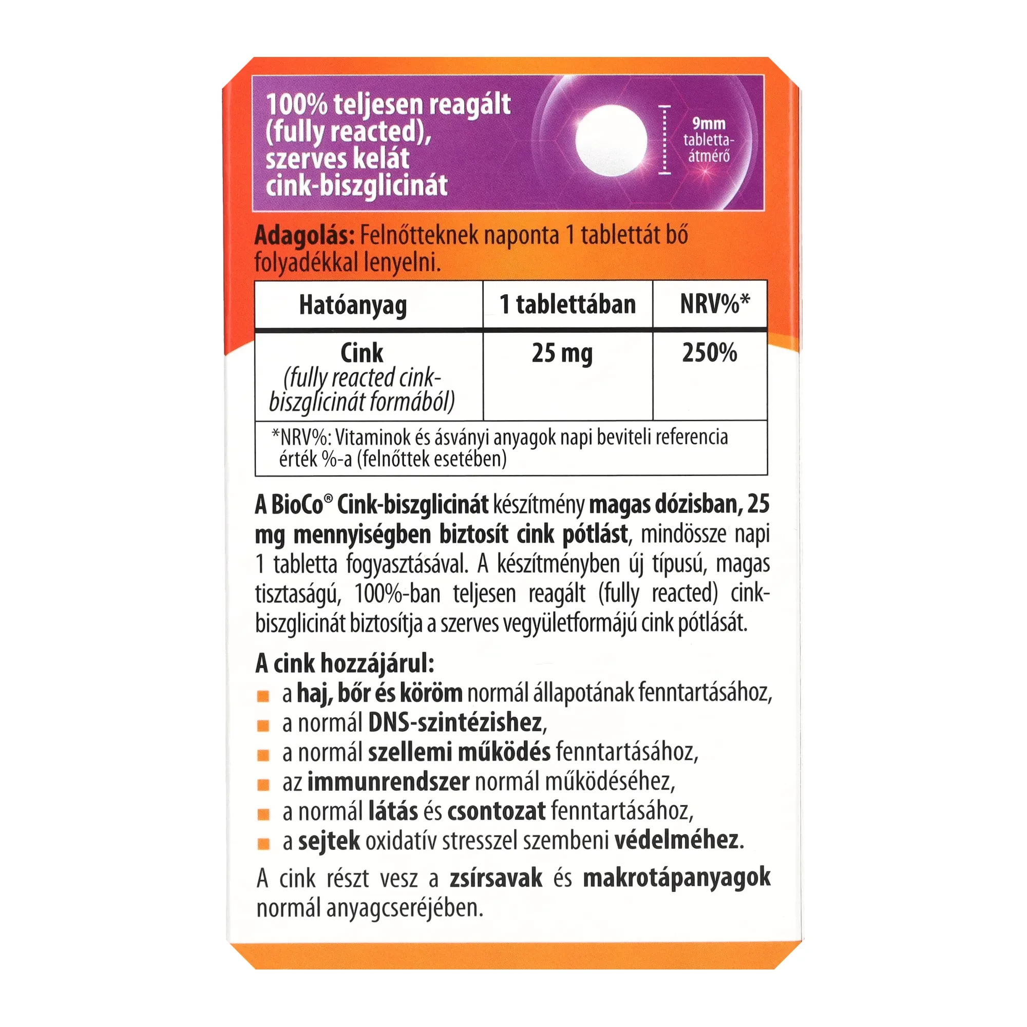 BioCo CINK-biszglicinát 25 mg 60db