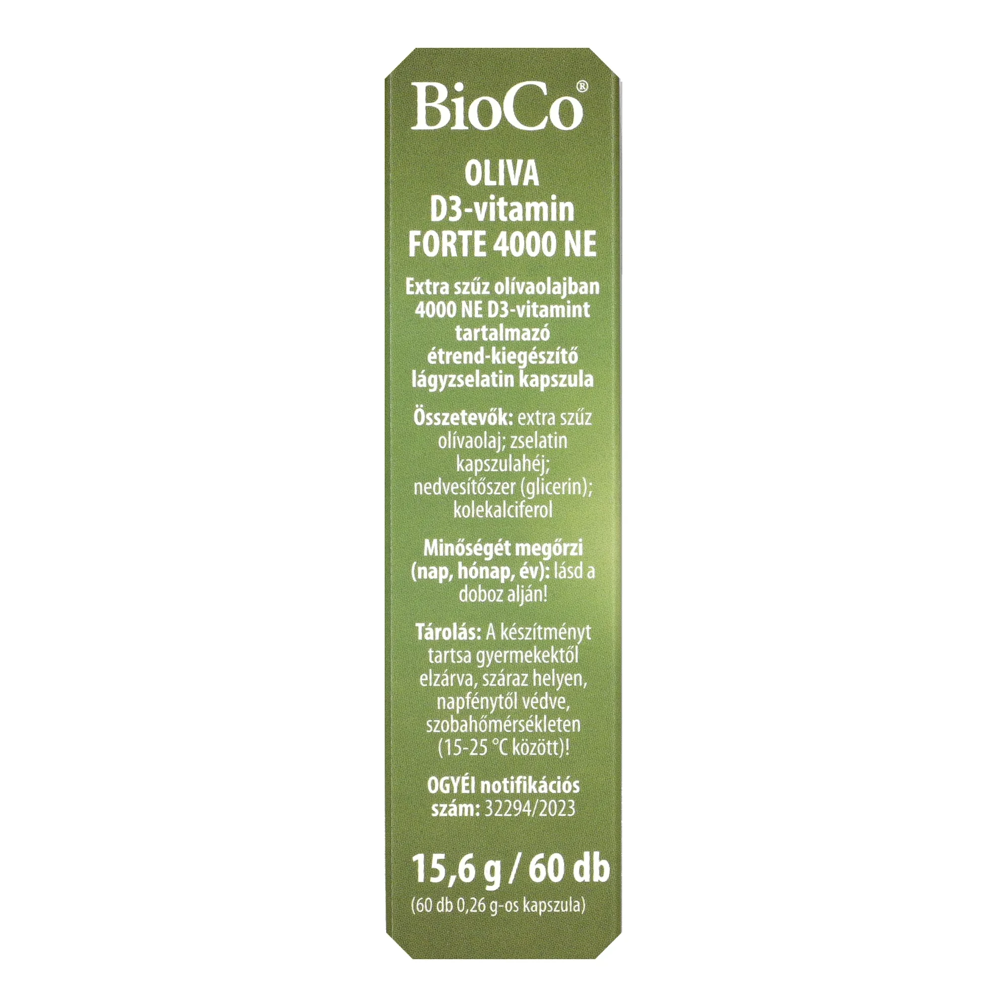 BioCo OLIVA D3-vitamin FORTE 4000 NE lágyzselatin kapszula 60 db