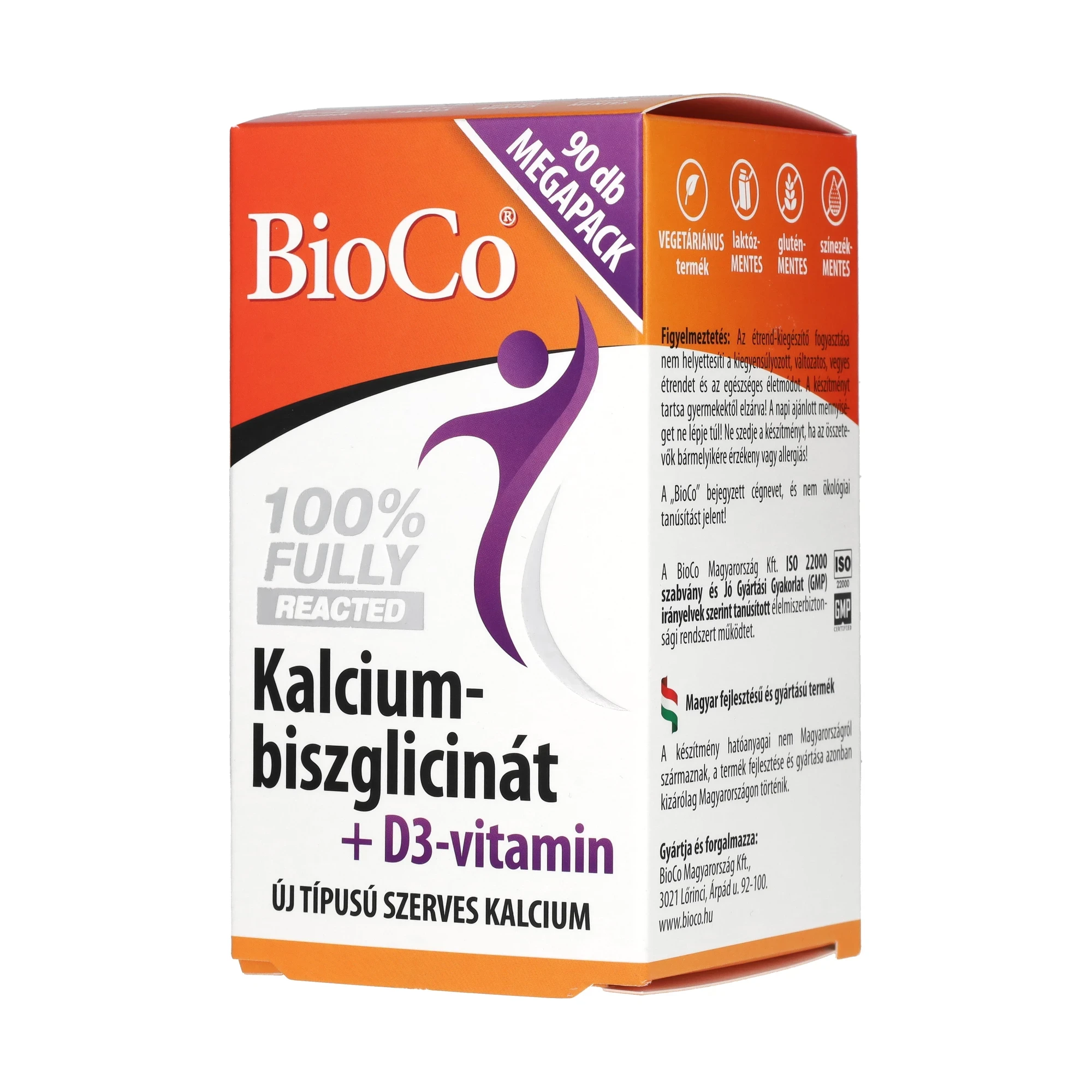 BioCo Kalcium-biszglicinát + D3-vitamin MEGAPACK 90db
