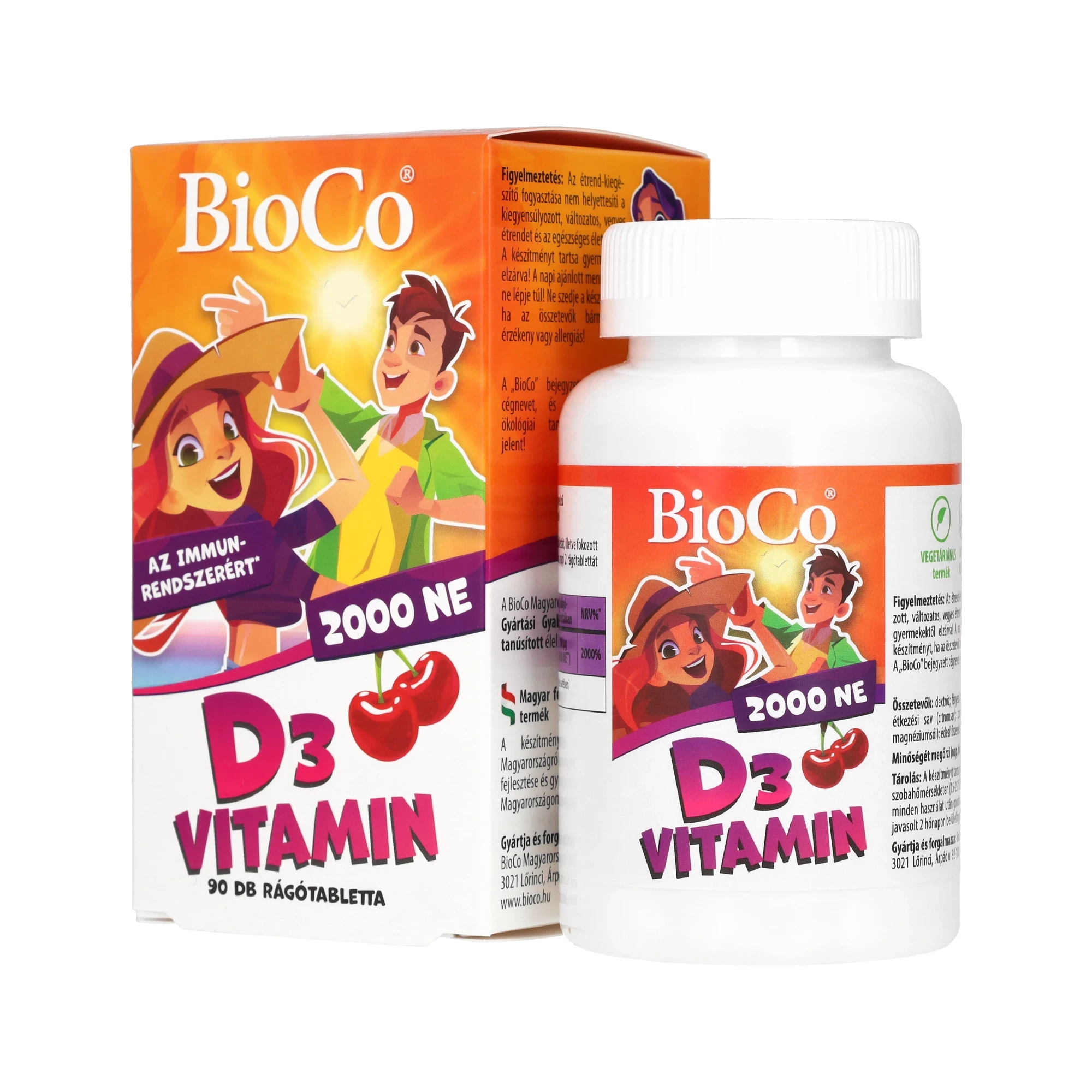 BioCo D3-vitamin 2000 NE cseresznye ízű rágótabletta 90db
