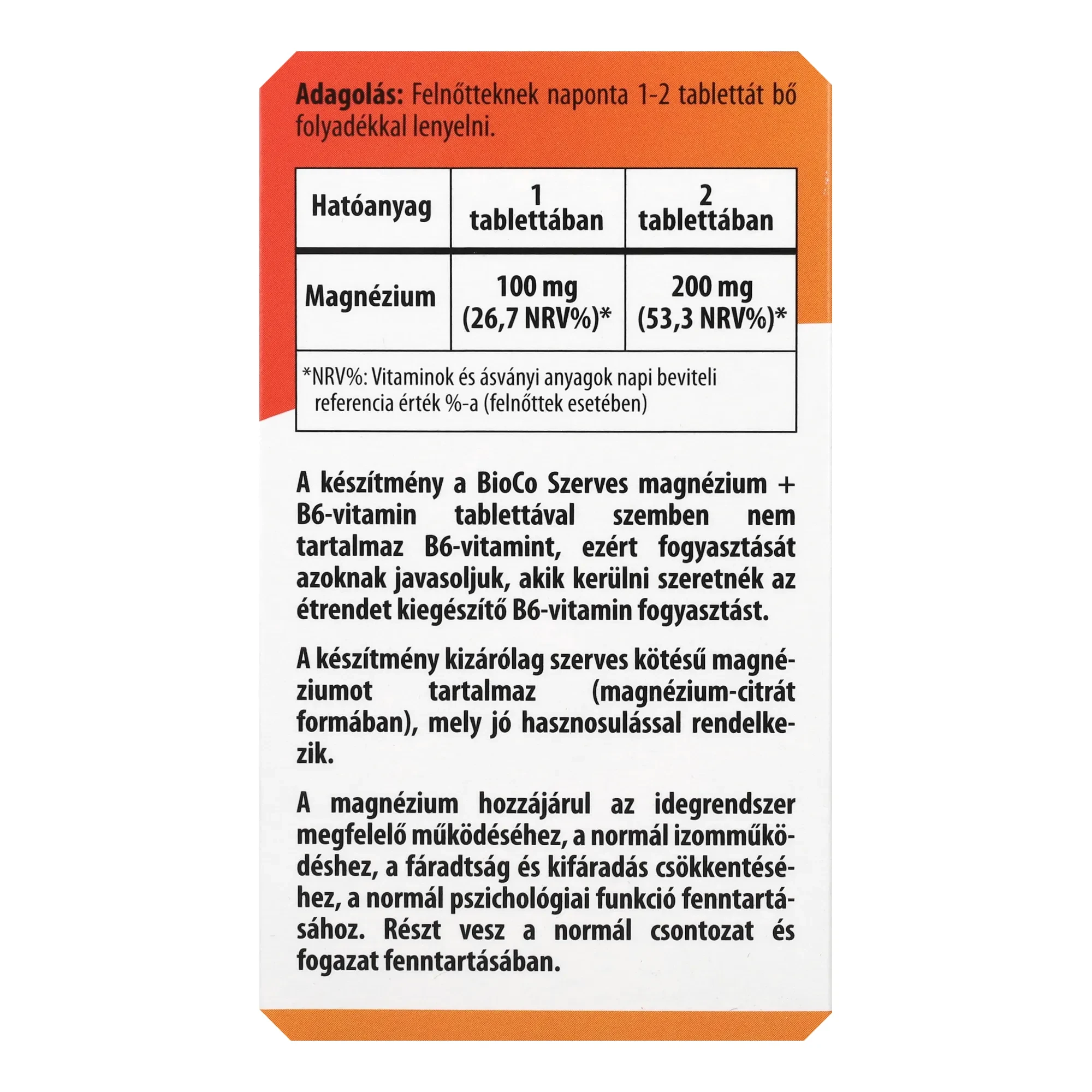 BioCo Szerves Magnézium STOP B6 60db