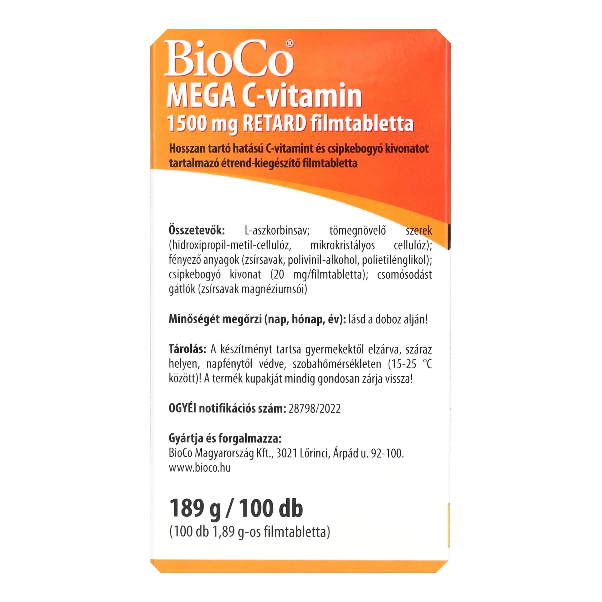 BioCo MEGA C-vitamin 1500 mg filmtabletta 100db