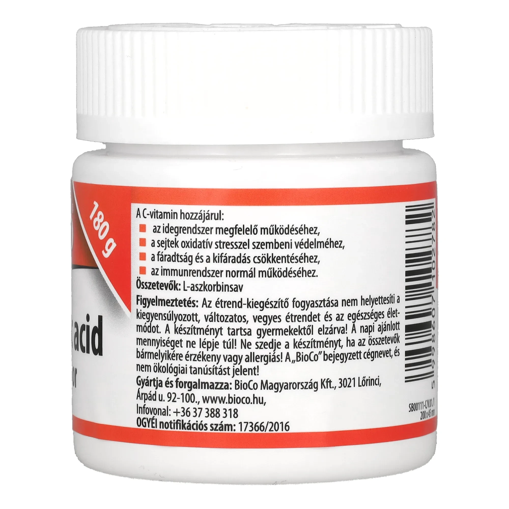 BioCo Ascorbic acid 180g