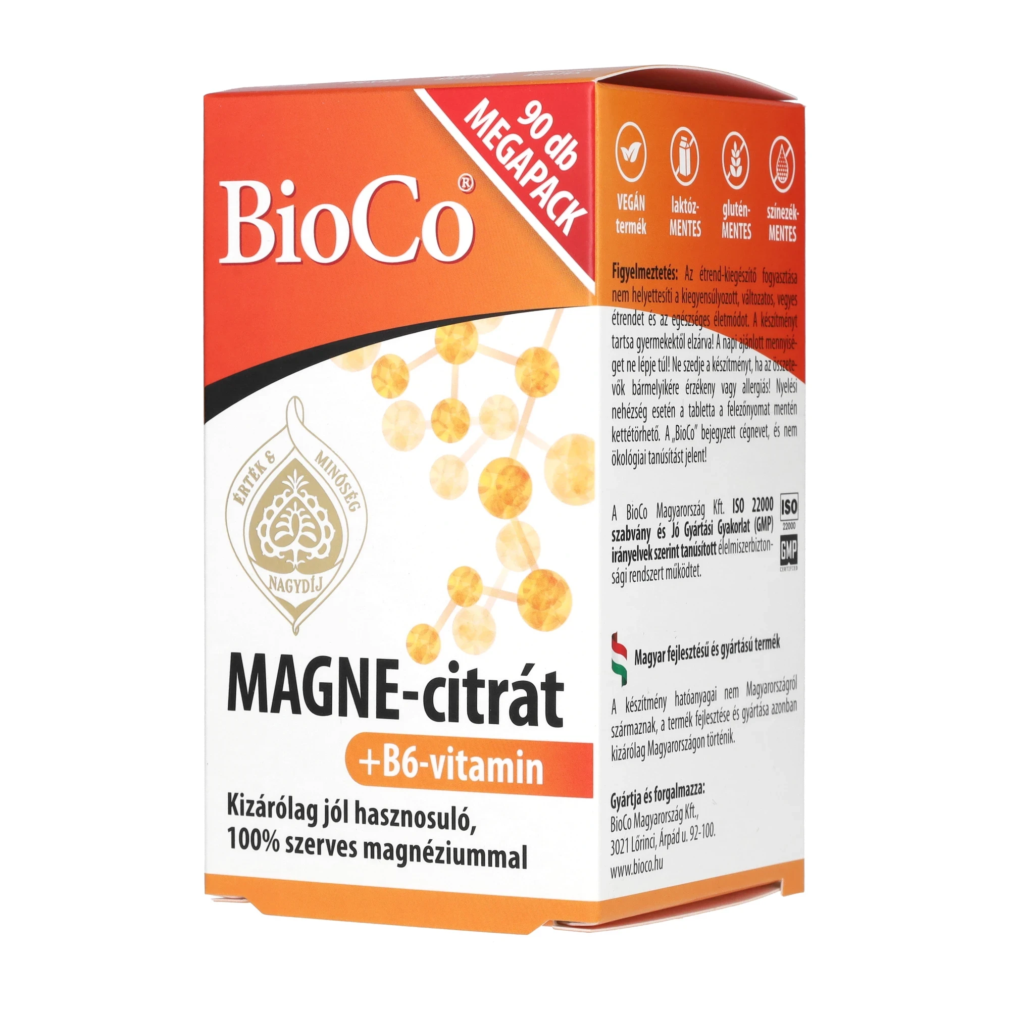 BioCo Magne-citrát + B6 vitamin MEGAPACK 90db