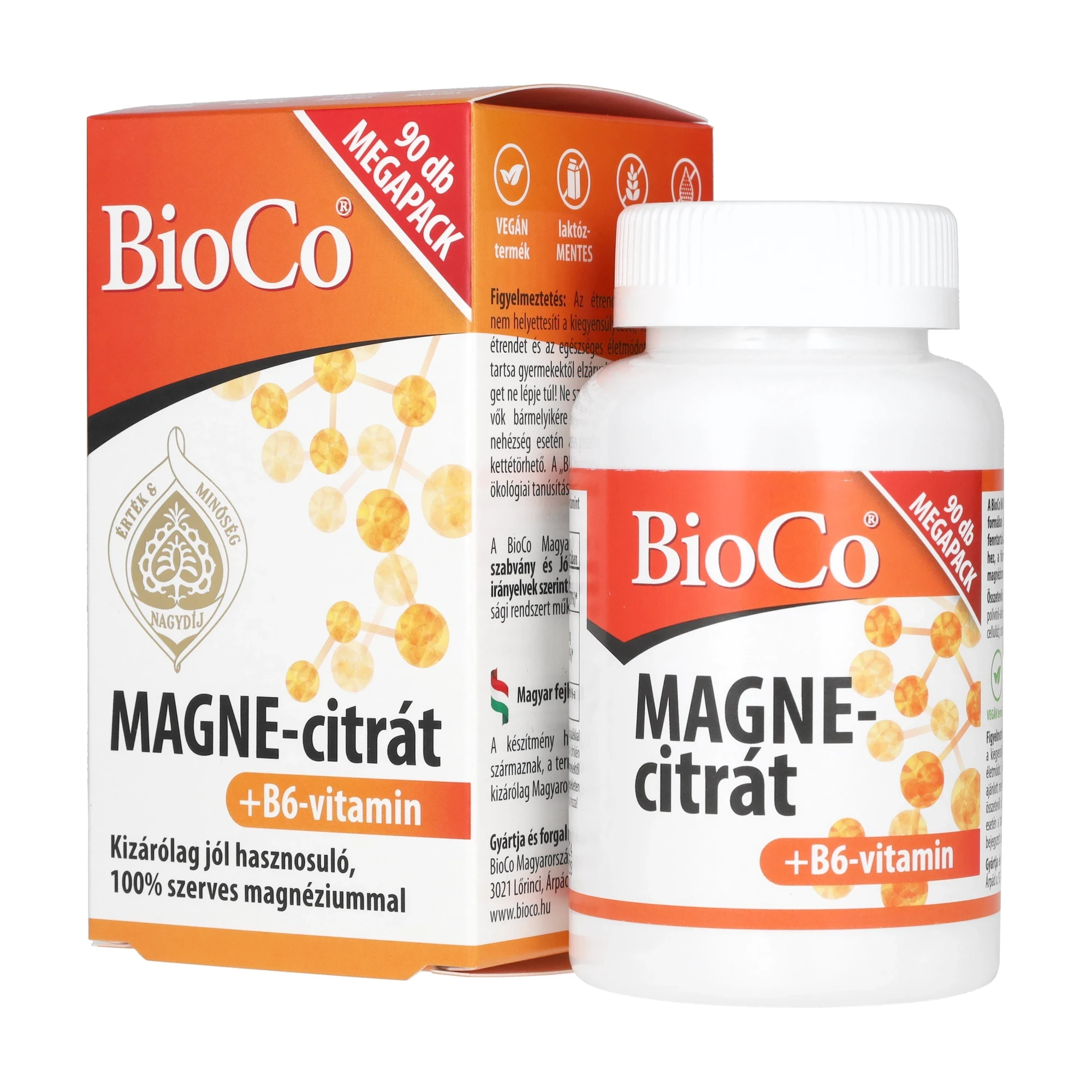 BioCo Magne-citrát + B6 vitamin MEGAPACK 90db