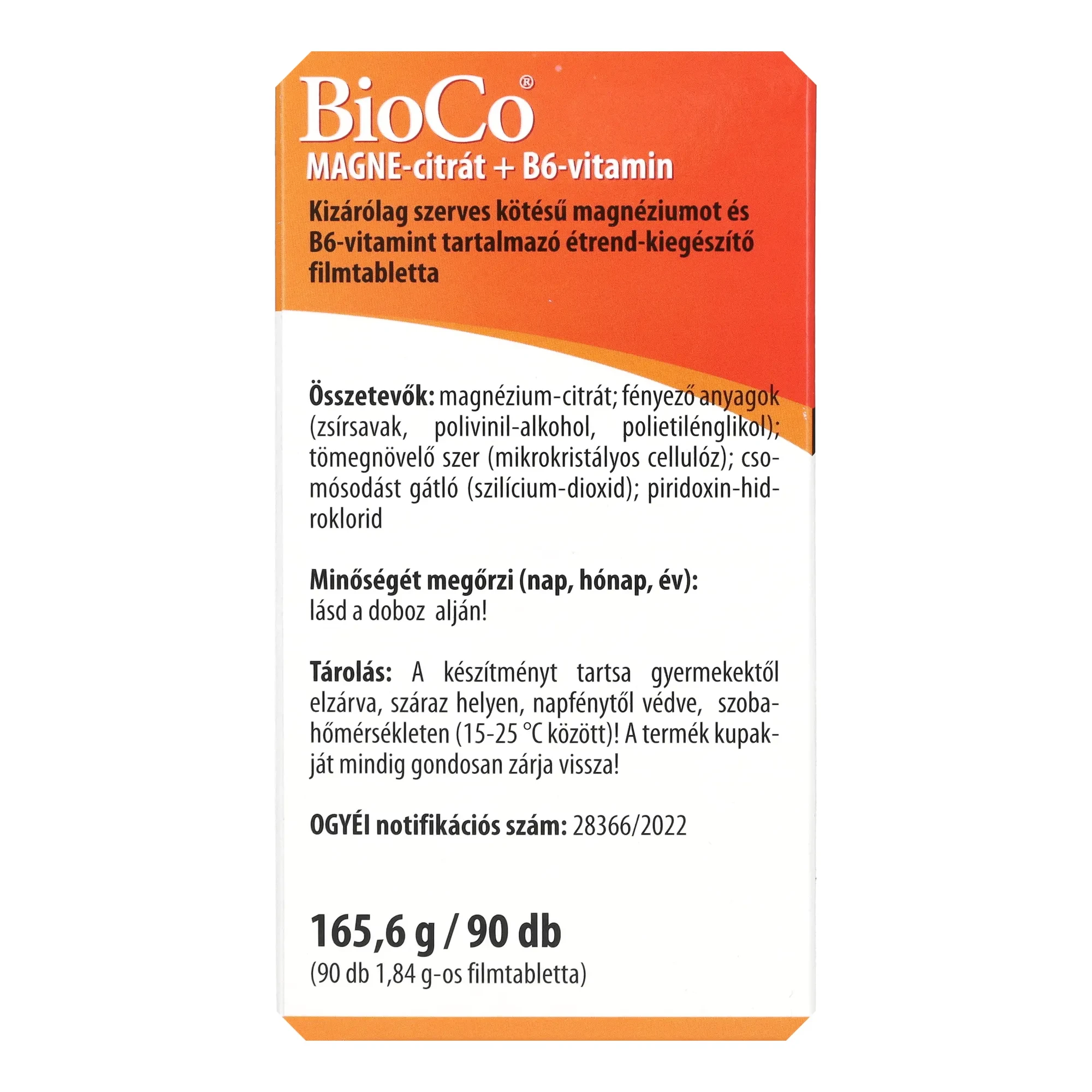 BioCo Magne-citrát + B6 vitamin MEGAPACK 90db