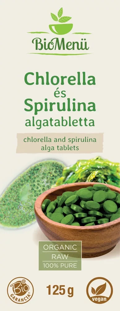 BioMenü Bio Chlorella és Spirulina tabletta 125g (250db)