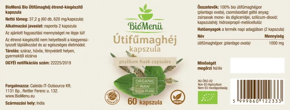 BioMenü BIO Útifűmaghéj kapszula 60 db