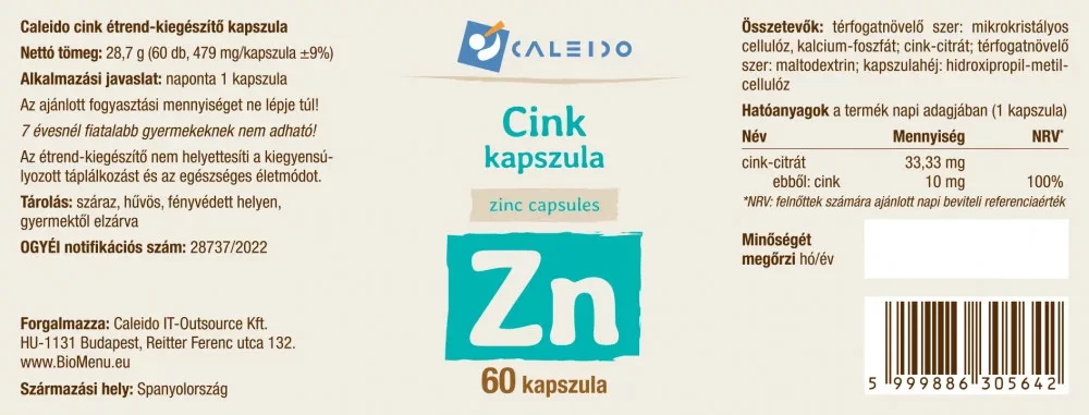 Caleido CINK kapszula 60 db