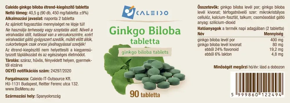 Caleido GINKGO BILOBA tabletta 90 db