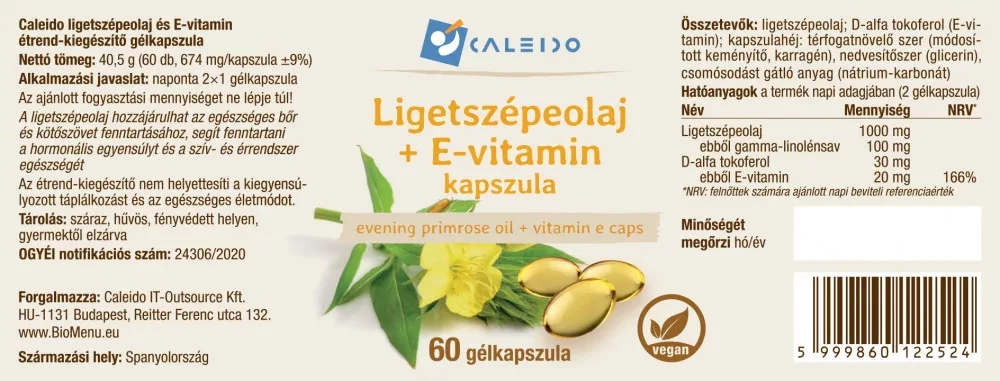 Caleido LIGETSZÉPEOLAJ + E-VITAMIN gélkapszula 60 db