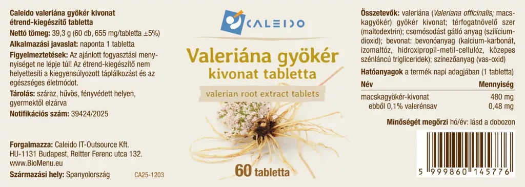 Caleido VALERIANA gyökér kivonat tabletta 60 db