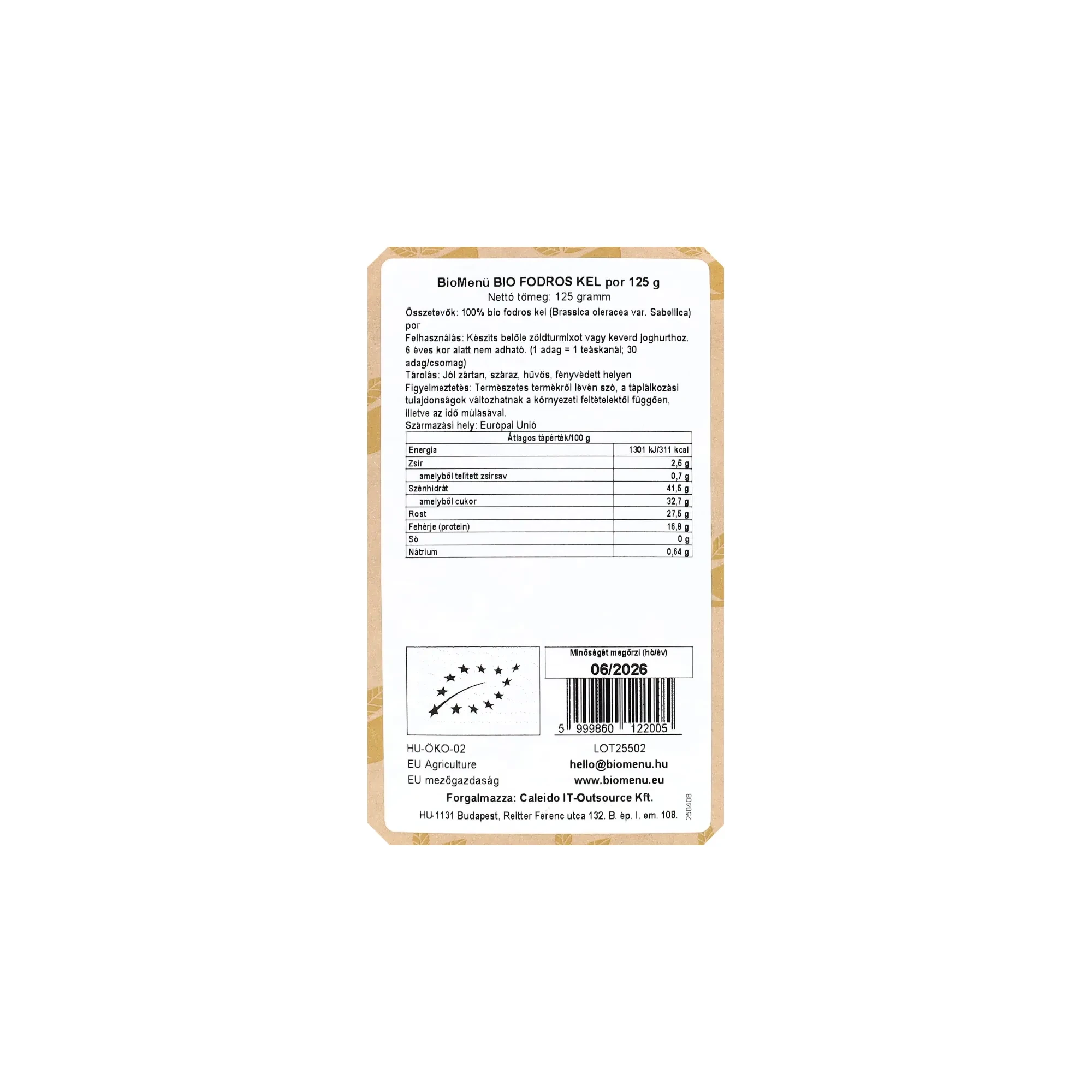 BioMenü BIO FODROS KEL por 125 g